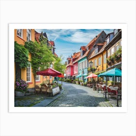 Colorful Street In Copenhagen Art Print