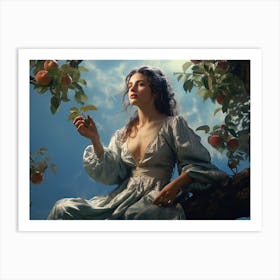 Upscaled Painting Of Woman Sitting On An Apple Tree In The Style O 4bffdb18 3738 4c74 86fc 7d154e2a3190 Art Print