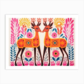 Antelope 1 Folk Style Animal Illustration Art Print