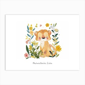 Little Floral Mountain Lion 4 Poster Art Print