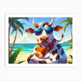 Cow On The Beach 3 Art Print