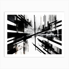 Intersection Abstract Black And White 3 Art Print