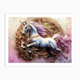 Fantasy Illustration Of A Wild Unicorn Horse 2 Art Print