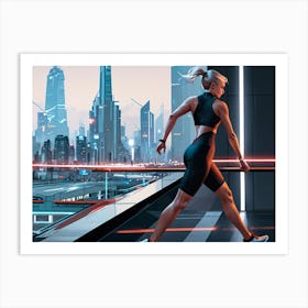 Futuristic Woman Running Art Print