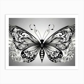 Black And White Butterfly 10 Art Print