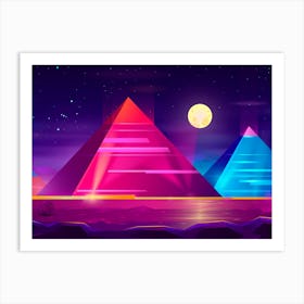 Synthwave Neon City - Egypt & pyramid Art Print