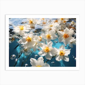 White Flowers In Water Art Print