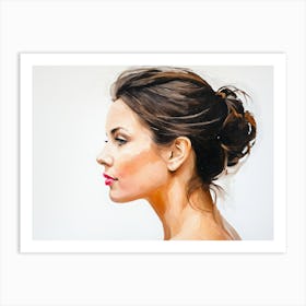 Side Profile Of Beautiful Woman Oil Painting 82 Art Print