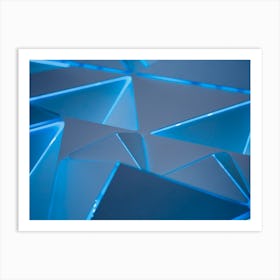 Abstract Blue Triangles Art Print