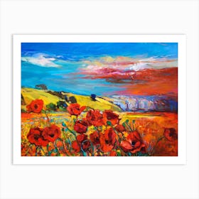 Poppies In The Field Art Print