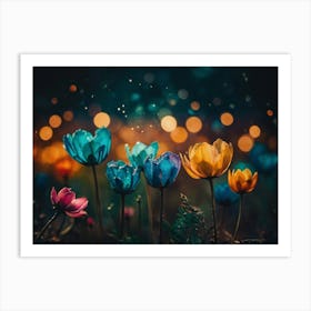 Tulips At Night Art Print