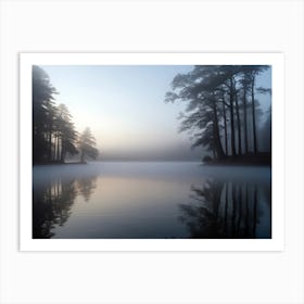 Misty Lake At Sunrise Art Print