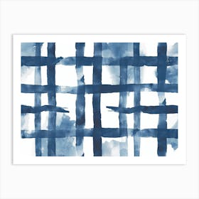 Blue And White Checkered Canvas Print Art Print