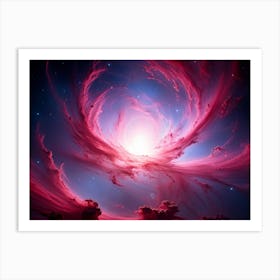 Abstract Celestial Scene Capturing A Nebula Explosion In The Pink And Red Hues Of A Distant Galaxy (1) Art Print