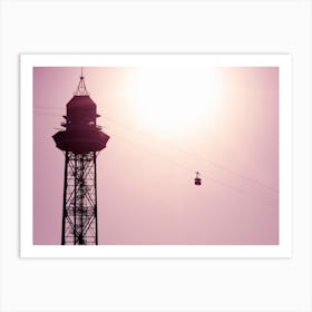 Pink Cable Car - Barcelona Spain Art Print