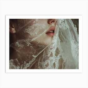 Veil of Bride at Wedding Close-Up Art Print