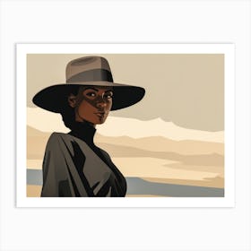 Illustration of an African American woman at the beach 47 Art Print