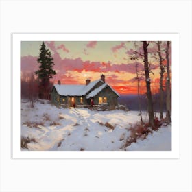 Sunset At The Cabin Art Print