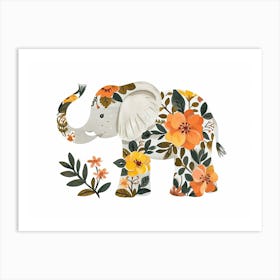 Little Floral Elephant Art Print