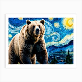 Starry Night Bear Art Print