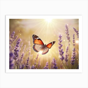 Butterfly In Lavender Field Art Print