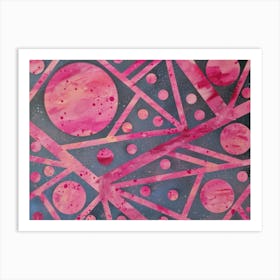 Pink and grey Abstract Painting Art Print