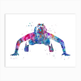 Woman Doing Push Ups Watercolor Art Print