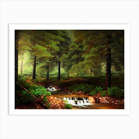 Stream In The Forest Art Print