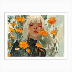 Girl In Flowers 3 Art Print