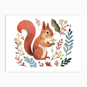 Little Floral Squirrel 1 Art Print