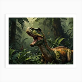 Dinosaur In The Jungle Art Print