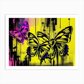 Butterflies On A Yellow Background 3 Art Print