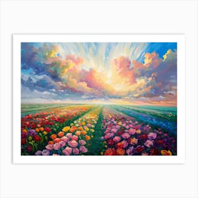 Tulip Field Under Sunshine Art Print