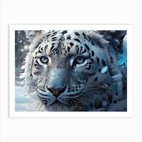 Front View Snow Panther Abstract Beauty Color Painting Art Print