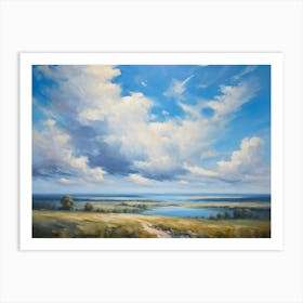 Cumulus Clouds Headlining The Scenic Landscape Clustered Carelessly Against A Shifting Cerulean Ba (2) Art Print