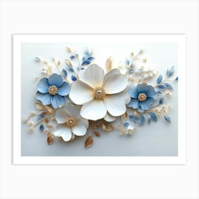 Blue And White Flowers Art Print