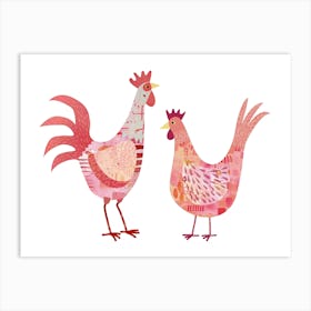 Hen and Rooster Art Print