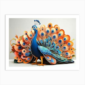 3d Carton Peacock 9 Art Print