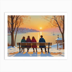 Sunset On The Bench Art Print