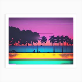 Sunset With Palm Trees 11 Art Print