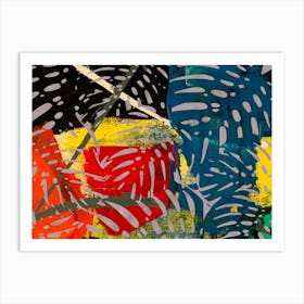 Multi Colour Abstract Nature Leaves Print Art Print