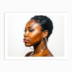 Side Profile Of Beautiful Woman Oil Painting 103 Art Print