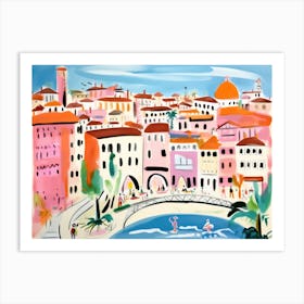 Florence Italy Cute Watercolour Illustration 3 Art Print