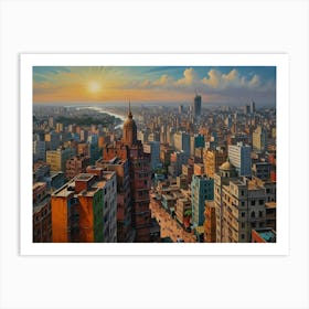 Sunset In So Paulo Art Art Print