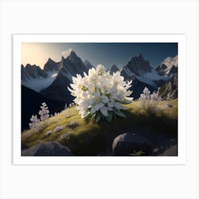Cluster Of Edelweiss On The Mountain Slope Art Print