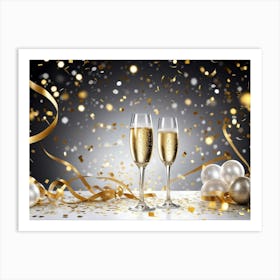 New Year Champagne Glasses Art Print