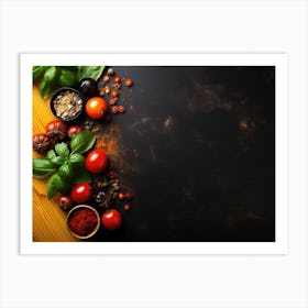 Pasta On Black Background 2 Art Print