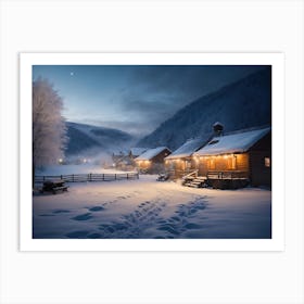 Serene Snowy Night: The Silence of the Snowflakes Art Print