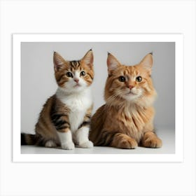 Cats On White 6 Art Print