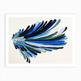 Blue Open Wings Feather Painting Art Print